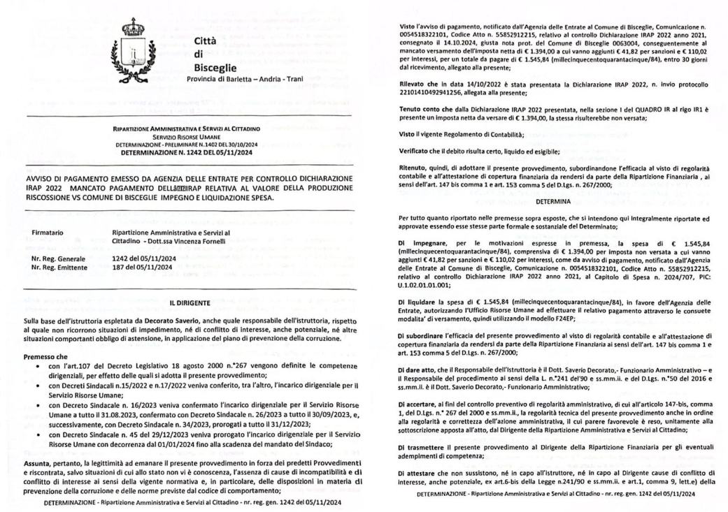 Ipar 2022, l’Agenzia delle Entrate sanziona l’Amministrazione comunale