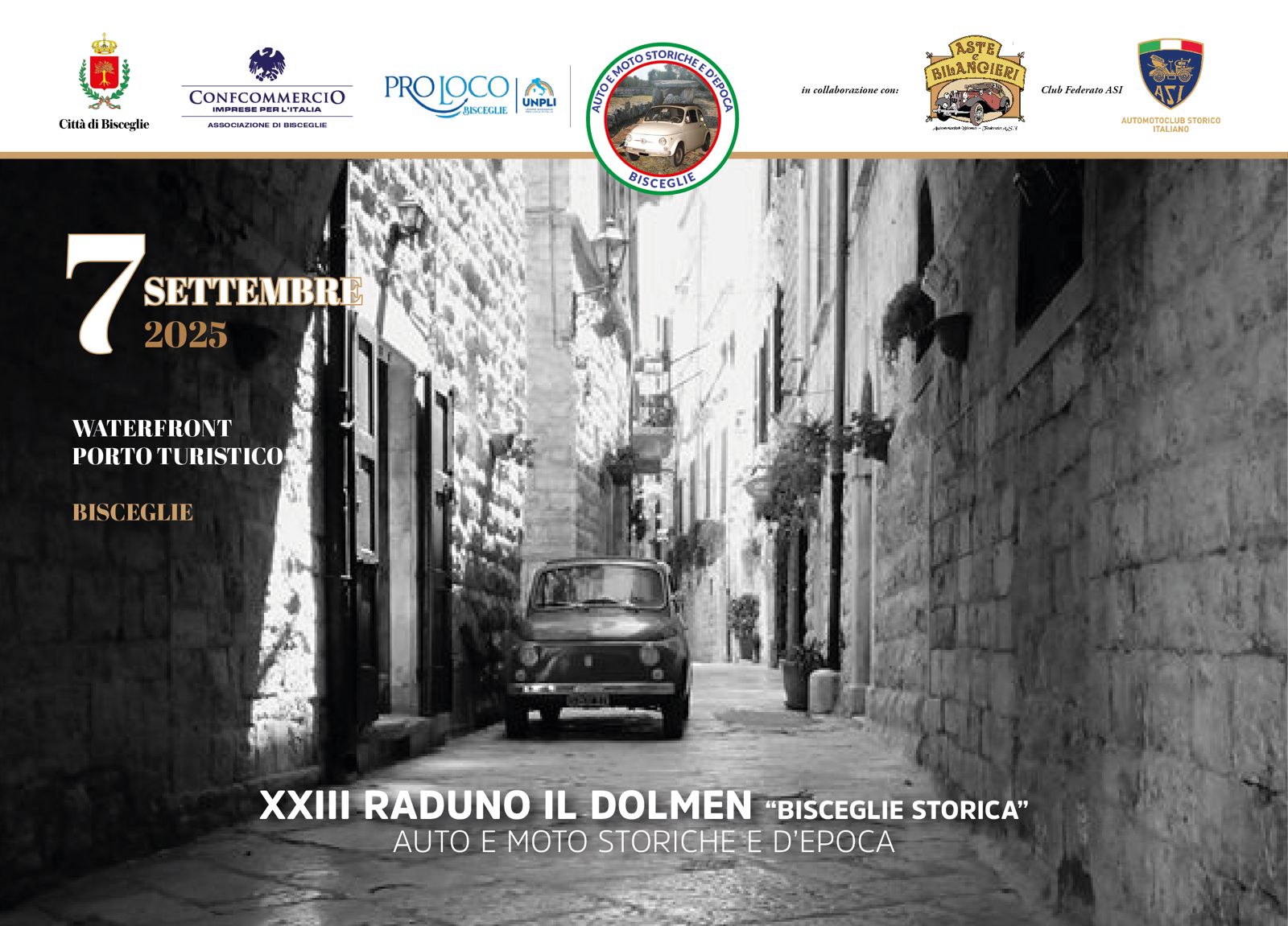 XXIII Raduno “Il Dolmen – Bisceglie storica”, appassionati di auto e moto d’epoca s’incontrano al Waterfront