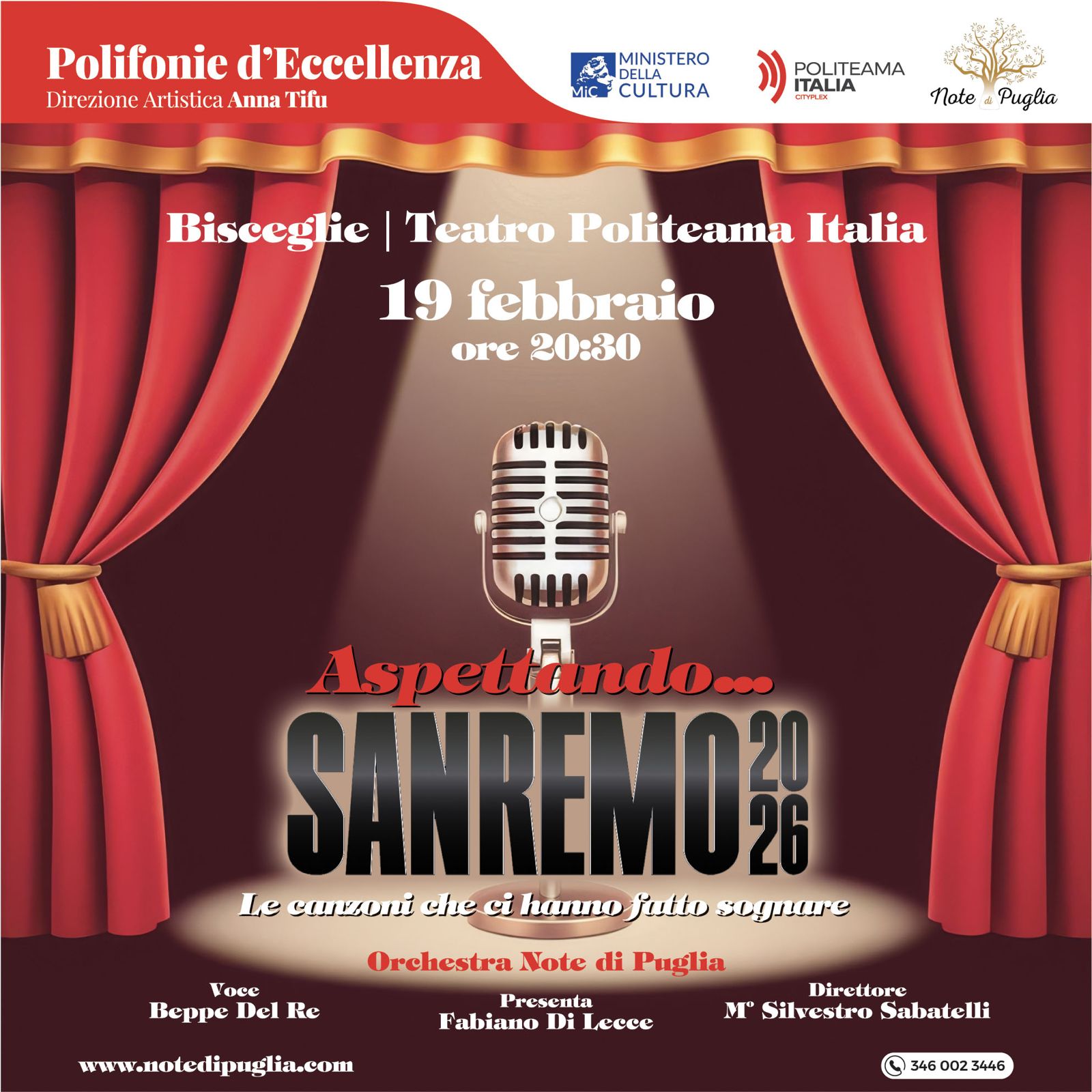 Bisceglie, al Politeama “Aspettando Sanremo 2026”
